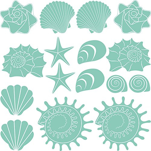 GRAZDesign Wandtattoo Bad Muschel & Meer Set Wandaufkleber Maritime Deko wasserfest - 055 mint