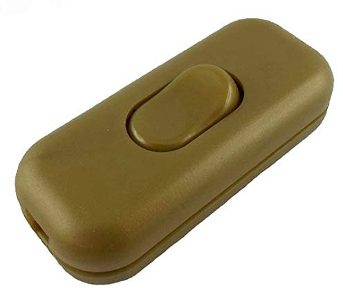 Schnur-Zwischenschalter mit zugentlastungen, echten 2-polig, mit Schraubkontakten, mit Schraubgehäuse, 6A 250V, Paßt für 3 adriges kabel, Past für LED (Niedervolt) oder 230V (Hochvolt) Ein/Aus (Gold)