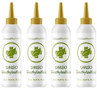 DMSO Dimethylsulfoxid Sparpaket 3+1 gratis - 4 x 100 ml 99,99% Ph. Eur. - pharmazeutische Reinheit/Qualität - in spezieller geprüfter HDPE Tropferflasche