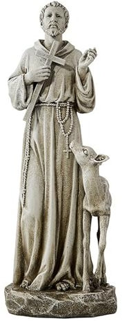 Saint Francis of Assisi with Deer Resin Home Garden Statue, 14 Inch