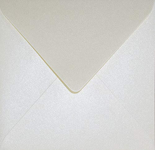 Netuno 100x Briefumschlag quadratisch Perlmutt-Creme 153x 153 mm 120g Aster Metallic Cream elegante Perlmutt-Glanz-Umschläge Pearls Perleffekt metallisch-glänzend Hochzeitsumschläge schick