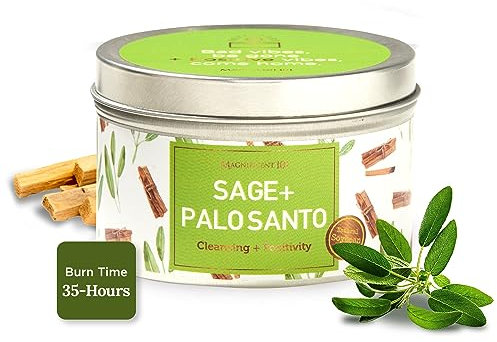 MAGNIFICENT 101 Sage + Bougie d'aromathérapie Palo Santo pour Le Nettoyage énergétique de la Maison et Les Vibrations positives I Chakra Healing |Cire de soja Naturelle pour l'aromathérapie, 6 oz