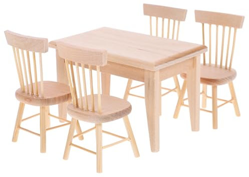 STOBOK Puppenhaus Mini Stuhl 1 Satz Puppenhaus Holzm?bel Set Fee Gartenbank Miniatur Holzstuhl Figuren Dekoratives Accessoire Puppenhauszubehör