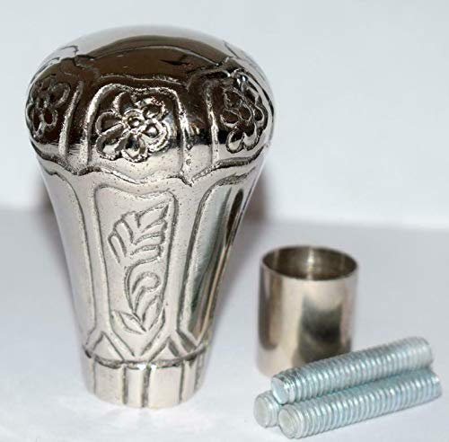 Runder Designer-Knauf, silberfarbener Griff für Gehstock, mit komplettem Set, schönes Geschenk