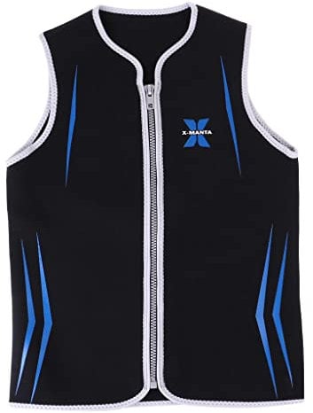 freneci Herren 3mm Neopren Neoprenanzug Hautausschlag Weste Ärmellose Jacke Tauchen Surfmantel - Schwarz, L