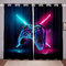 Kinder Spielpad Blickdichte Vorhänge Dekorde Jungen SpielRegler Vorstehende Modern Spieler Fenstervorhang 137x117cm für Kinder Mädchen Spielekonsole Cool Schwarz Blau Lila