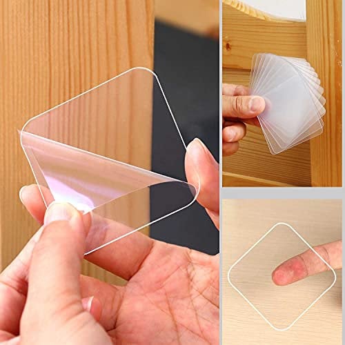 MILEQEE 10PCS Large Double Sided Adhesive Pads for Mounting, 2-3/8in Two Precut Squares Tape Super Strong Heavy Duty Washable Sticky Patch Walls Hanging Nano Gel Clear 60mm, 2-23/64inchx2-23/64inch