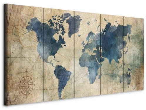 artgeist - Acoustic Panels Canvas Wall Art Print, Office World Map 90x35 in