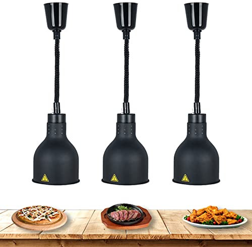 Aocay Lampada per Scaldavivande, Lampada per Riscaldamento Alimentare Commerciale 60-180cm Regolabile, Lampada di Calore Alimentar per Ristorante a Buffet Cucina, Diametro: 19cm(Size:3PCS)