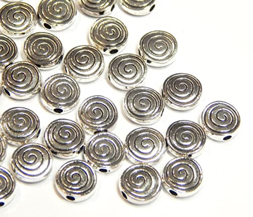 50 Spirale Metall Perlen Spacer 6mm Silber Metallperlen Schmuckteil für Schmuckherstellungs Zubehör DIY Schmuck Basteln
