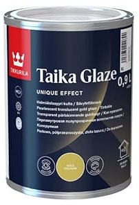 TIKKURILA Taika Pearl Glaze - Special Effect, Semi-Transparent Gold Glaze - Shimmering, Pearlescent Finish - 1 Litre