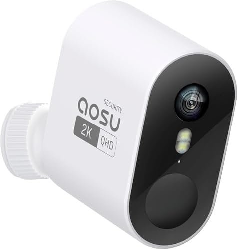 AOSU 2K HD Überwachungskamera, Fügen Sie Kameras speziell für HomeBase hinzu (Funktioniert nicht ohne Homebase), Überwachungskamera Aussen Akku, PIR Bewegungserkennung, 166°Weitwinkel, Nachtsicht,IP67