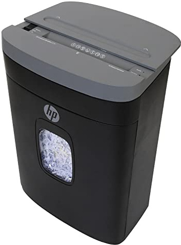 HP - Cross Cut Paper Shredder, 16-Sheet Capacity, Slide Top Design, Pullout Basket, Secure Shredding for Office Use, Midsize Design with Rolling Casters