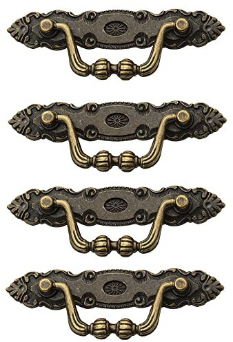 4 Stück antike Schrank-Hardware-Griffe, bronzefarbene Ziehgriffe mit Schrauben, Vintage-Stil, Shabby-Schublade, dekorative Möbelknöpfe