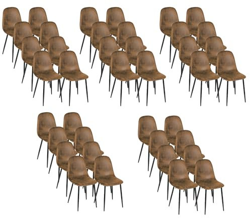 Homy Casa Set mit 40 Esszimmerstühlen, skandinavische Vintage-Küchenstühle aus Wildlederimitat für Esszimmer, braun