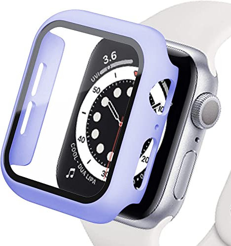 SOLOLUP Cover Compatibile per Apple Watch Series 6/Se/5/4 44mm con Vetro Temperato Pellicola Protettiva，PC Rigido Caso Antiurto Protezione Completa per iwatch 44mm Custodia，Lilla