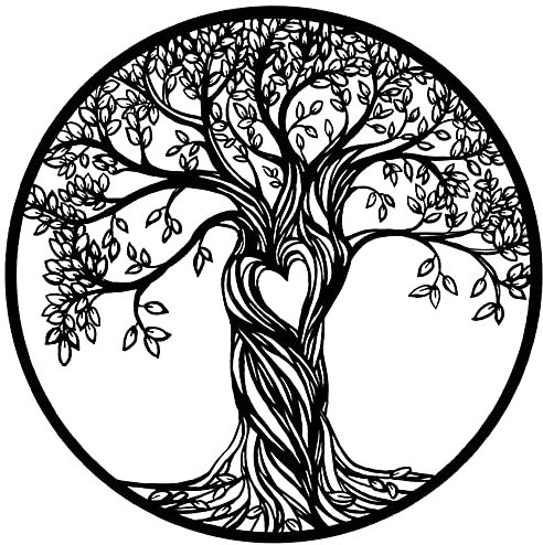 JILIP Décoration Murale en Métal d'arbre de Vie, Sculpture d'art Mural Noir, la Décoration Intérieure Signe, Décor Mural Intérieur Extérieur (Size : 23.6IN/60cm)