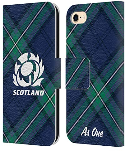 Head Case Designs Officially Licensed Scotland Rugby Tartan Oversized Graphics Leather Wallet Case Compatible With Apple iPhone 7/8 / SE 2020 & 2022