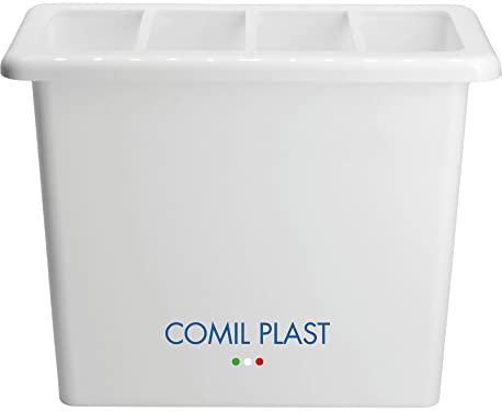 Comil Plast | Portafiori Interno in plastica per Vaso da cimitero Rettangolare Colore Bianco | Larghezza 16 cm, Altezza 14 cm con ghiera in Plastica Inclusa