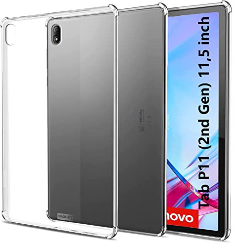 easyBee Funda compatible con Lenovo Tab P11 (2nd Gen) de 11,5 pulgadas TB350FU/TB350XU Case, Ultrafina Silicona Resistente a Golpes Parte Trasera Cubierta HD Transparente TPU Funda Protectora -