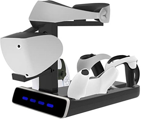 LiLiTok VR2 Dual Controller Ladestation Kompatibel für PSVR2 Ladeständer, Headset Halterung für PS VR2 Controller LED Licht Ladestation für PS5 und VR Zubehör