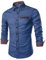 COOFANDY Mens Denim Shirts Long Sleeve Business Casual Dress Work Shirt Formal Slim Fit Shirts Plaid Collar Cowboy Shirt AA-Sky Blue S