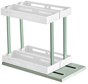 2-stufiger drehbarer Küchen-Gewürz-Aufbewahrungs-Organizer Multifunktions-Push-Pull-Gewürzflaschen-Lagerregal drehbarer Gewürzhalter-Schrank-Organizer for Küchenarbeitsplatte/498 ( Color : Green )