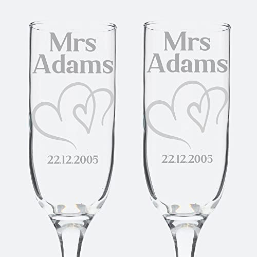 Always Looking Good Personalized Engraved Mrs and Mrs Champagne Flutes Set - Wedding Gift for Newly Married Couples