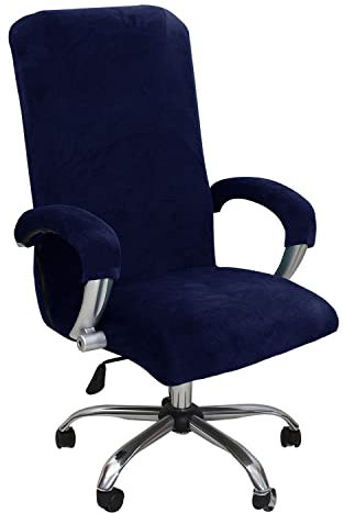 KAYBTNT Samt Bürostuhl Bezug, Hohe Lehne Bürostuhl Sitzbezug, Waschbarer Stretch Spandex Drehstuhl Stuhlhussen, Schonbezug für Bürostuhl, Universal Computer Stuhl überzug,Classic Blue,XLarge