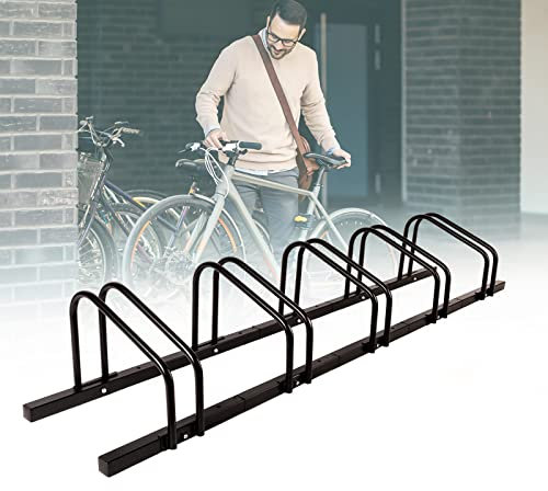 KARAT Râtelier à vélos pour jusqu'à 6 vélos avec des pneus jusqu'à 55 mm de largeur – Montage au sol ou au mur – Support de vélo (noir, 5 vélos)