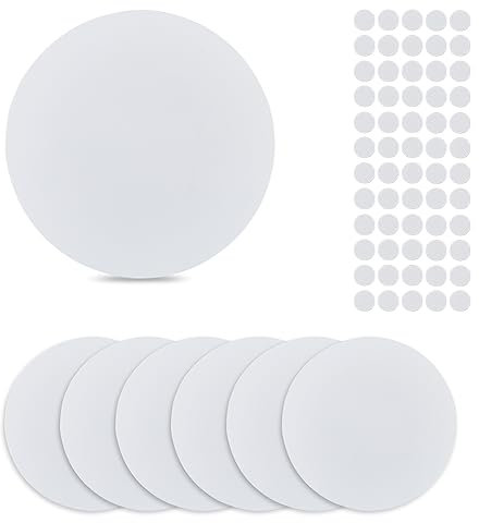 SUPERFINDINGS 8Pcs Wall Hole Cover Sheets with 60PCS Plastic Stickers 152mm Plastic Wall Patches PVC Material Dustproof Cover Plate Flat Round Frosted Blank Plate for Wall Plasterboard Hole Covering
