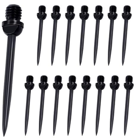 Heveer Steel Dartpfeile Spitzen Schwarz Dartspitzen mit 2BA Gewinde Dartpfeile Zubehör für Ersetzen des Dartpfeile Spitzen 16 Stück