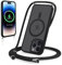 Yoedge Magnetische Handyband für iPhone 13 Pro 6,1 Hülle mit Band, Handyhülle Kompatibel mit MagSafe, Matt Transluzente PC + TPU Stoßfest Schutzhülle mit Abnehmbar Kordel zum Umhängen Case, Schwarz