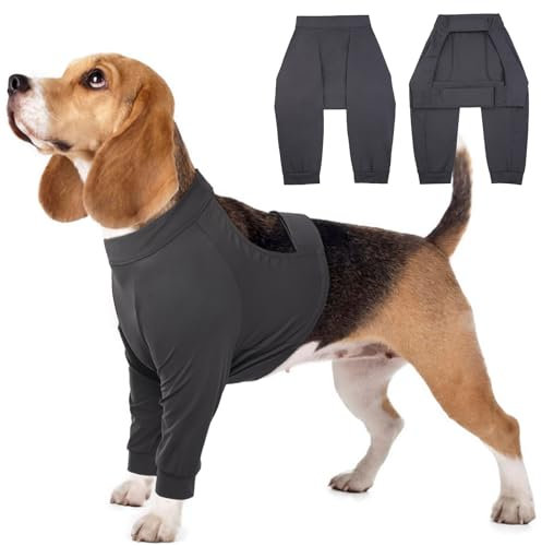 Kuoser Hundebody Nach Op, Hundebody Nach Kastration Rüde,Hundebody Nach Op Hündin, Atmungsaktiv Body für Hunde Nach Op,Anti-Wundlecken Op Body Hund, Liegeschwielen Hund,Ellenbogenbandage Hund Grau XS