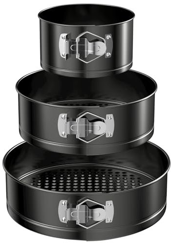 WinGluge 3 Piezas Molde Desmontable, 12/18/22cm Moldes Para Pasteles, Molde Tarta, Molde repostería Redondo con Revestimiento Antiadherente, Molde para Bizcochos, para Repostería, Tartas