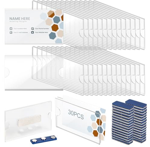 EFUTURETIME 30er-Set Namensschilder Magnetisch, 90 x 54 mm, Transparent Kunststoff Namensschild Magnet für Kleidung, Name Tag Magnet mit 3 Punkt starkem Magnet Selbstklebend
