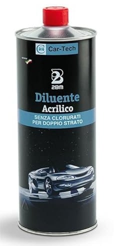 Diluente Acrilico Car-Tech Lento Senza Clorurati per Doppio Strato | Per Vernici Acriliche a Solvente, Applicazione a Spruzzo | Carrozzeria Industriale | Bottiglia 1 lt.