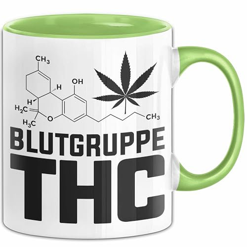 Kiffer Blutgruppe Thc Gras Tasse Geschenk Cannabis Kiffer Geschenkidee (Grün)