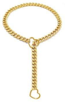 Ticome Link Chains Necklace, Heart O-ring Slip Link Chain Choker Necklace for Women,Gold Punk Gothic Stainless Steel Adjustable Charms Pendant Necklace