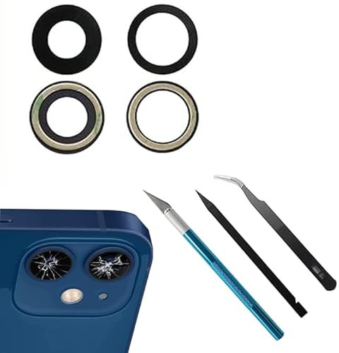 Dakexiong Lentille de Rechange pour Appareil Photo arrière pour iPhone 12/iPhone 12 Mini, Anti-Rayures et étanche, Coque arrière en Verre de Rechange avec kit d'outils de réparation pré-installé