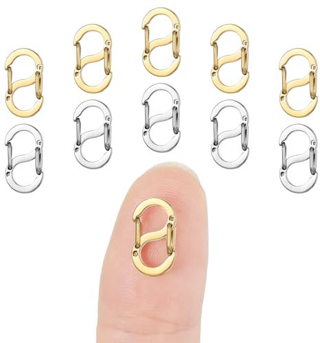 Amabro 10 Stück Karabinerverschluss mit Doppelter Öffnung, Edelstahl-Halsketten-Armbandverkürzer, Metallverschlüsse, Verschlüsse für Halsketten-Clip, Armband-Verbinder (5 Gold+5 Silber)