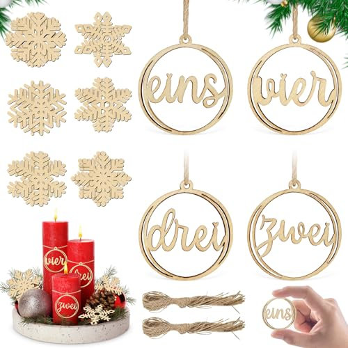 Adventszahlen 1-4, Adventskranz Zahlen für Kerzen & Kerzenhalter, Adventskranz deko, Advent Kerzen Deko, Holz Deko für Adventszahlen Nummern, Holz Nummern Schriftzug fur Advent Kerzen Deko