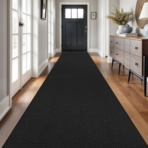 Ivissy Geflochtener Läufer, 90 x 50 cm, waschbar, Läufer für Flur, rutschfeste Gummi-Rückseite, Küchenläufer, Baumwolle, langer Eingangsläufer für Innenbereich, gewebter Teppich für Flur,