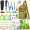 THKFISH 79-teiliges Angeltaschen Set, Wasserdichter Angelrucksack mit Boxen, Angeltasche für Angeln, inklusive Angelzangen, Ködern, Fischhakenentferner und Lip Gripper