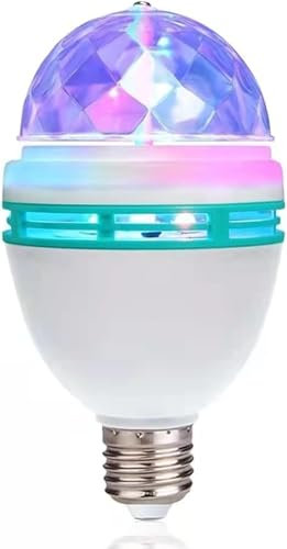 Lampadina LED Rotante a Colori E27, Luce RGB Multicolore per Feste, Discoteche, Fotografia