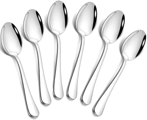 tiokin Lot de 6 petites cuillères à café en acier inoxydable de 12 cm pour café, dessert, thé, apéritif, passe au lave-vaisselle