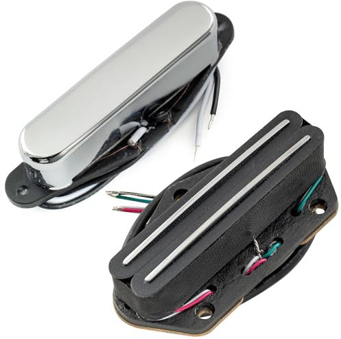 Musiclily Pro TL-DPHA Alnico 5 TL Single Coil Tonabnehmer und Rail Blade Humbucker Single Coil Format Hals Steg Pickups Set 8K/12,8K für Tele E-Gitarre, Chrom