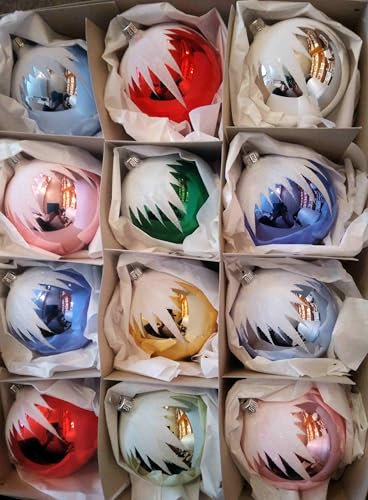 Jingle Bells Lauscha Weihnachtskugel Kugel bunt 8cm 12er Set Handgefertigt in Lauscha