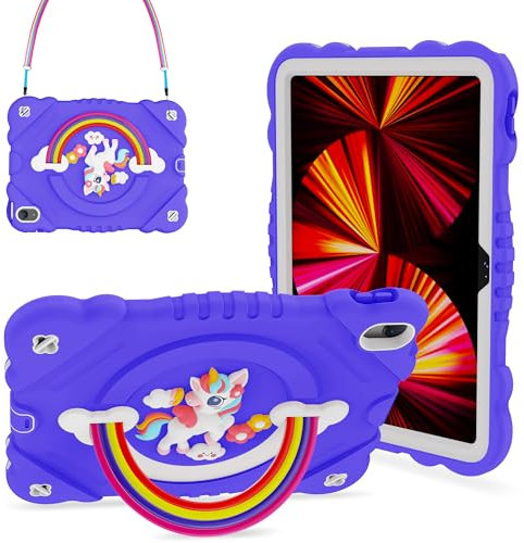 XZC Coque pour iPad (A16) 11e génération, 11 2025/iPad 10e génération 10,9 2022 - Coque robuste résistante aux chocs avec support/sangle intégrée (violet)
