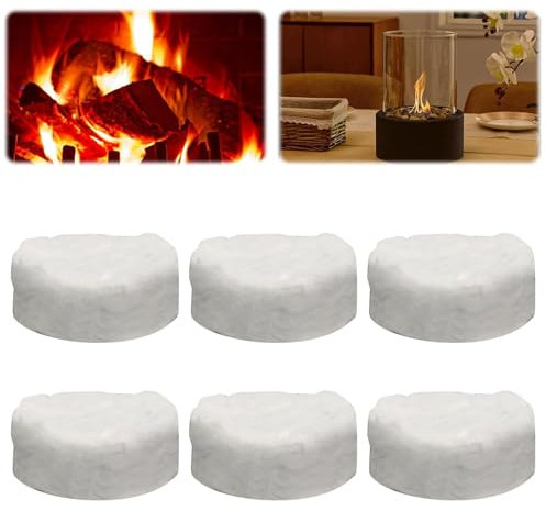 Keramikwolle für Bioethanol, 6PCS Keramische Wolle Kamin Keramikschwamm für Bio Ethanol Kaminofen Keramik Wolle für Indoor Gel Tischkamin, Längere Brenndauer Φ 8,6 X 2,8 cm